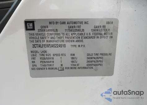 2010 GMC Terrain Slt-1 из США, поврежденный, VIN 2CTALFEW5A6224910